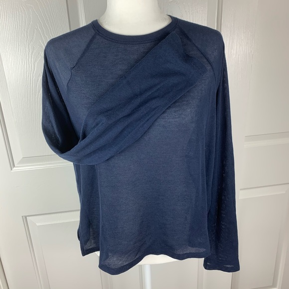 Theory Navy Blue Mesh Sweater - Picture 4 of 5